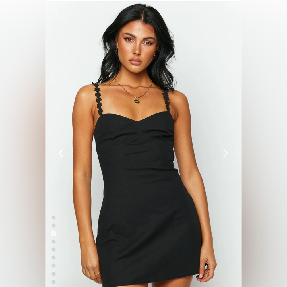 Black mini dress with flower straps